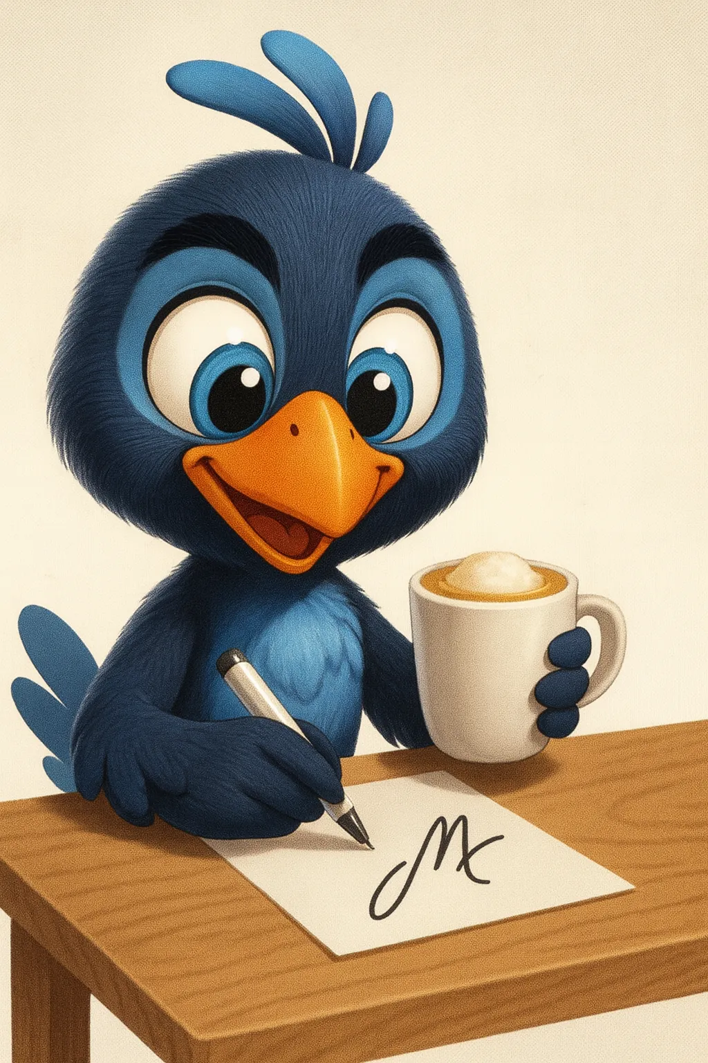 Mappy con café firmando el artículo