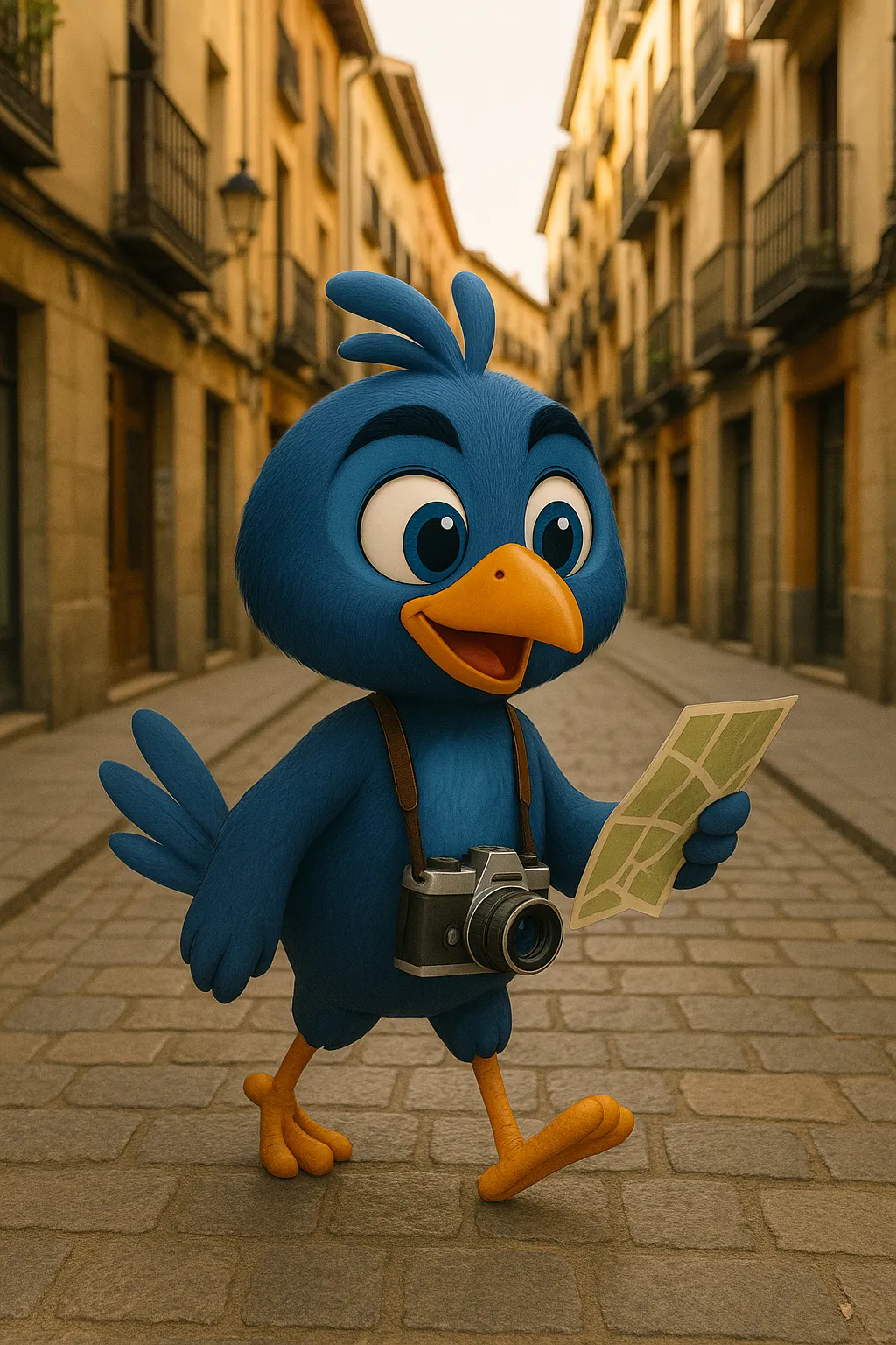 Mappy sacando fotos en la Gran Vía