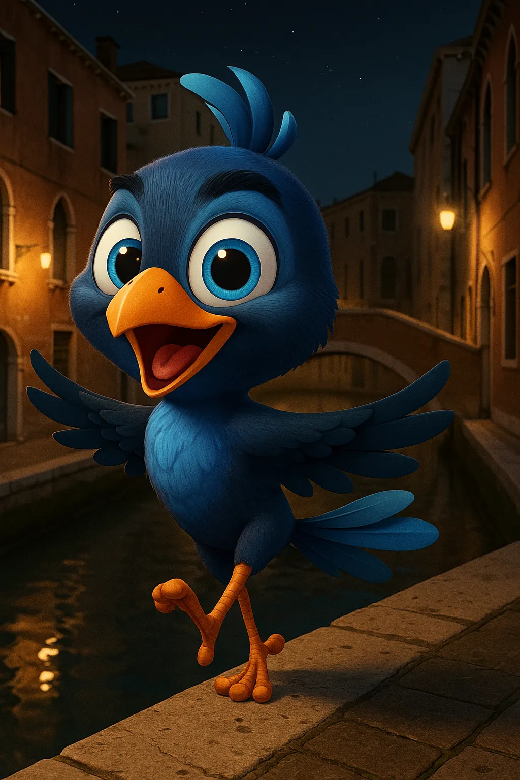 Mappy recorriendo Venecia de noche