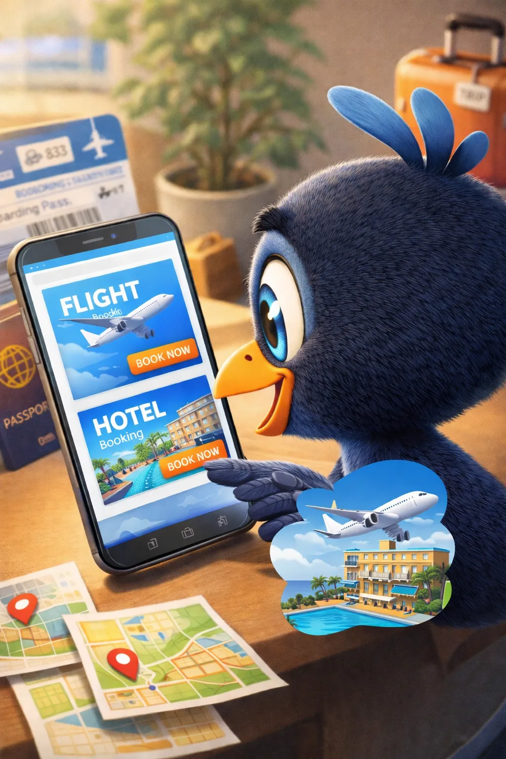 Mappy reservando hotel y vuelo online