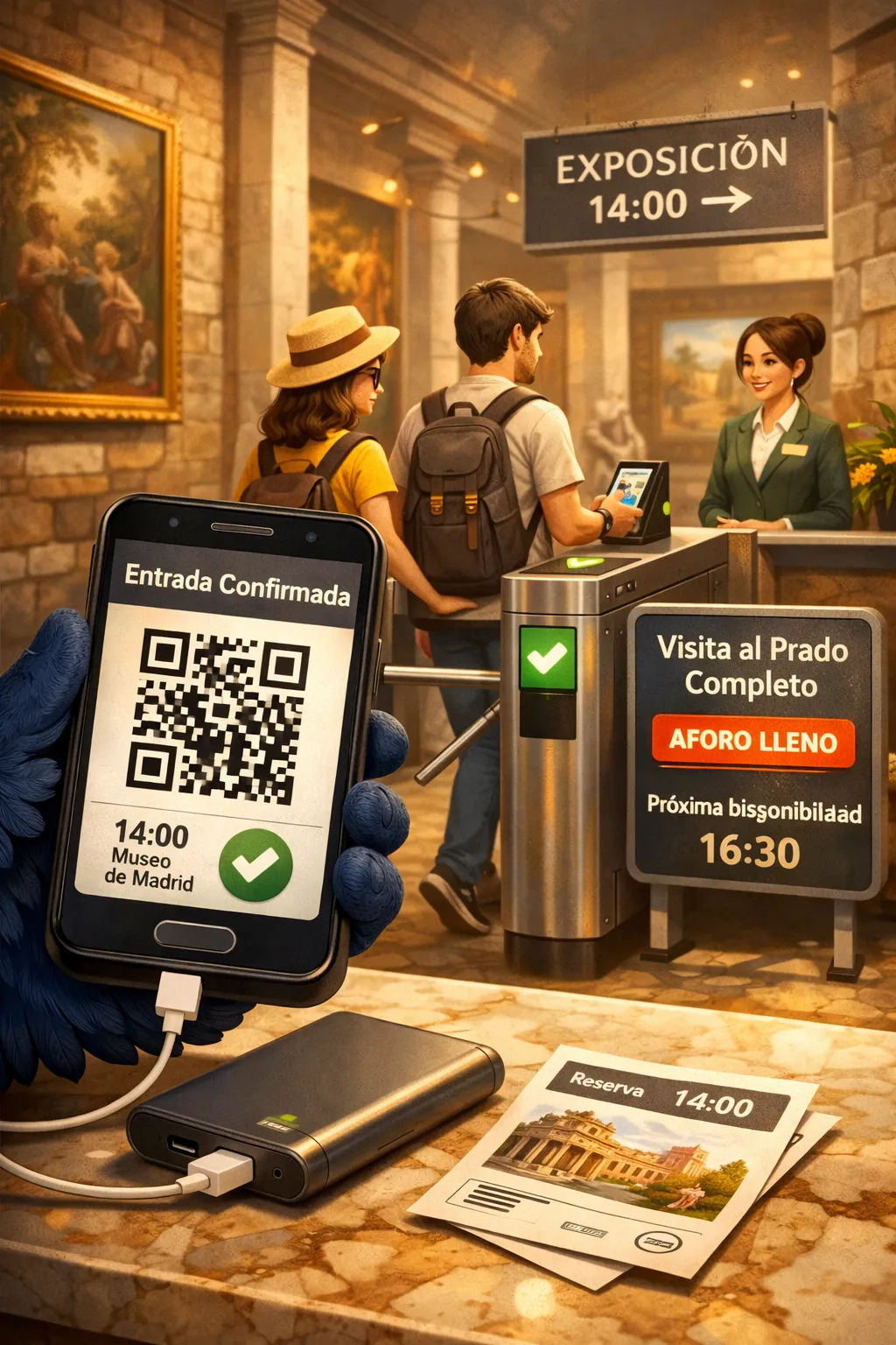 Entrada QR en el movil a la entrada de un museo