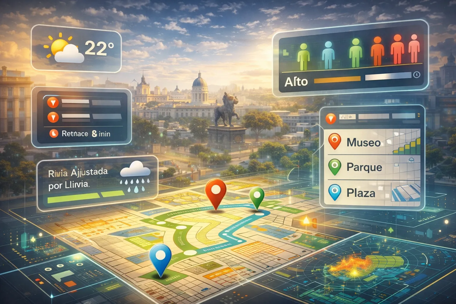 Mapa holografico digital con mucha info