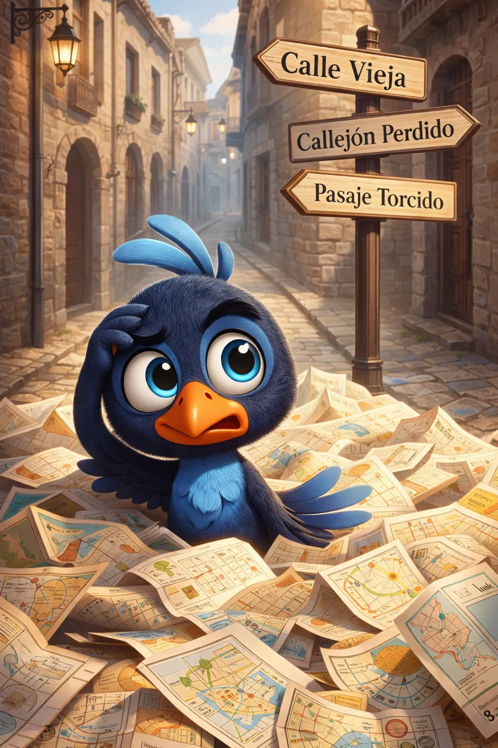 Mappy perdido entre mapas de papel