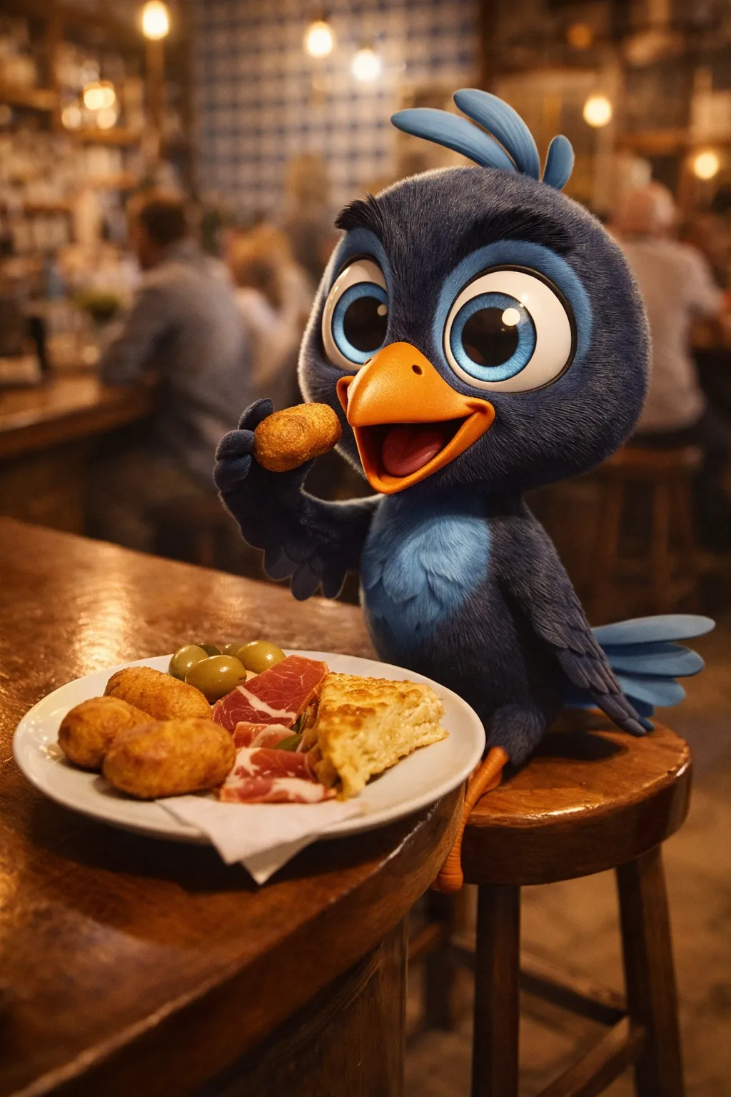 Mappy comiendo tapas en La Latina
