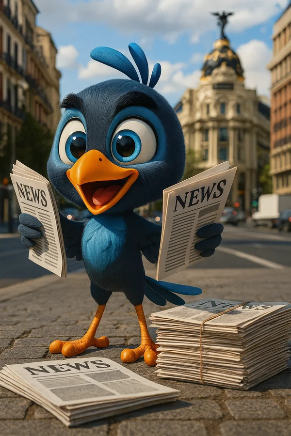 Mappy leyendo periódicos con noticias de Madrid
